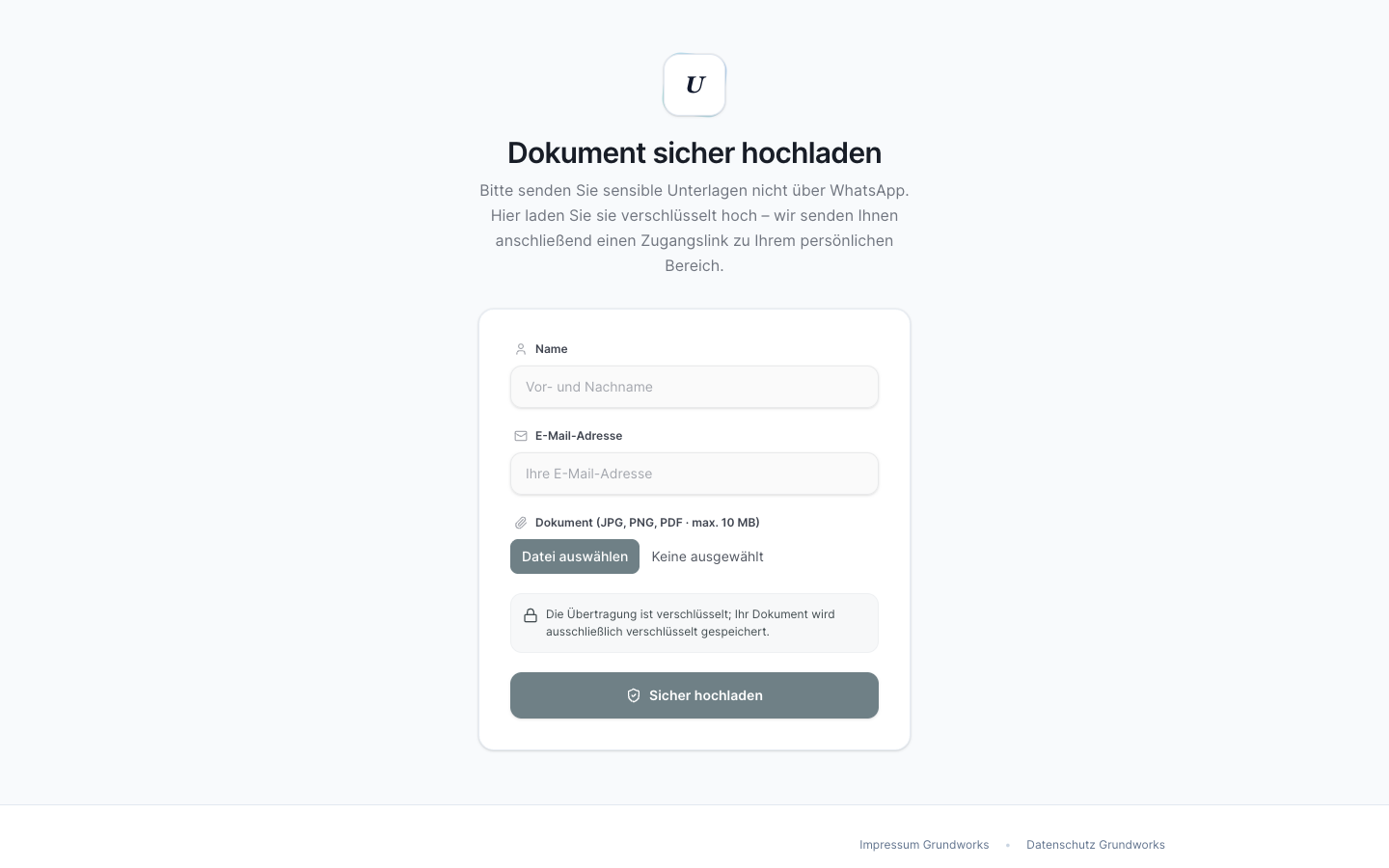 Screenshot des verschlüsselten Rezept-Uploads von PhysioDesk für Patient:innen